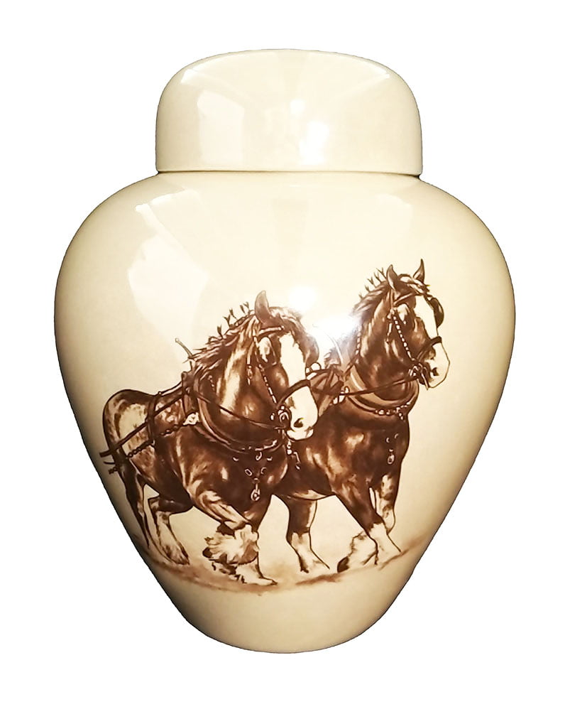Draft horses urn | Silver Prairie Urns