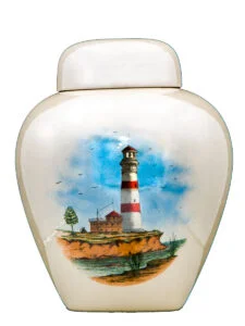 Red lighthouse urn | Silver Prairie Urns