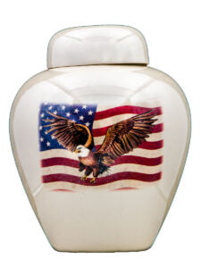 Flag and eagle urn | Silver Prairie Urns